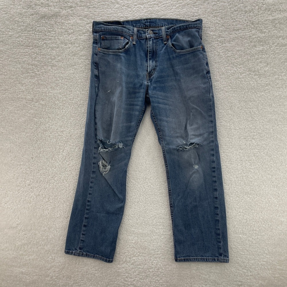 Levi's Jeans Mens 32x30 Blue 559 Relaxed Straight Medium Wash Distressed Denim